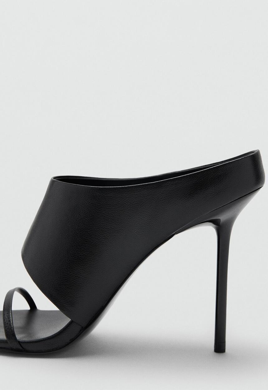MANGO - Pal leather stiletto mule heel - black