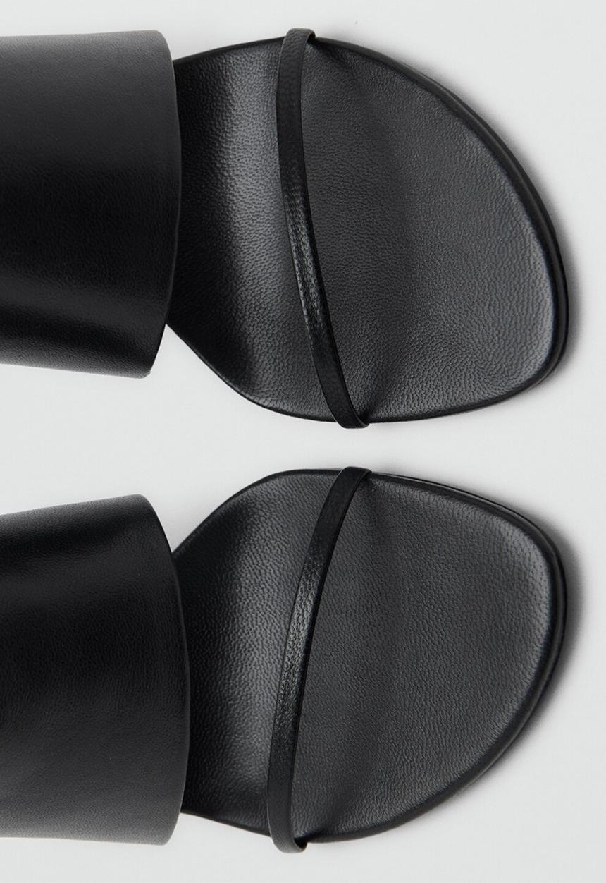 MANGO - Pal leather stiletto mule heel - black