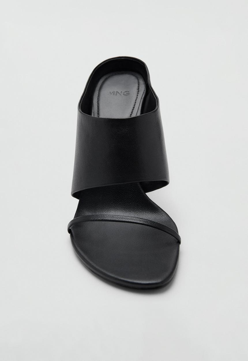 MANGO - Pal leather stiletto mule heel - black