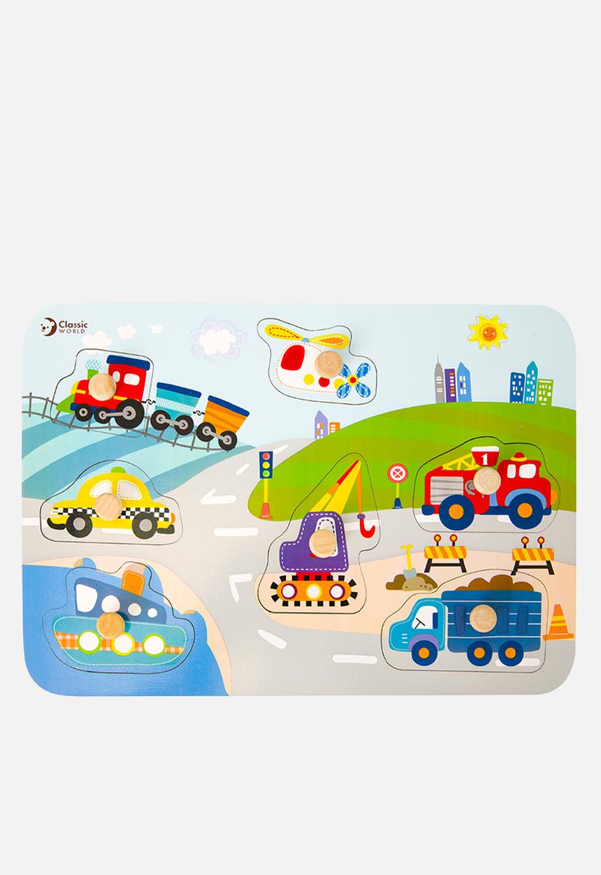 Greenbean Learning - Classic World - Peg Puzzle - Traffic - 7pcs