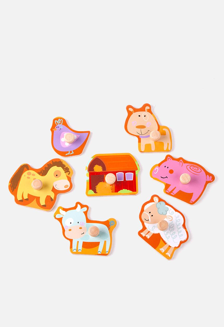 Greenbean Learning - Classic World - Peg Puzzle - Farm - 7pcs