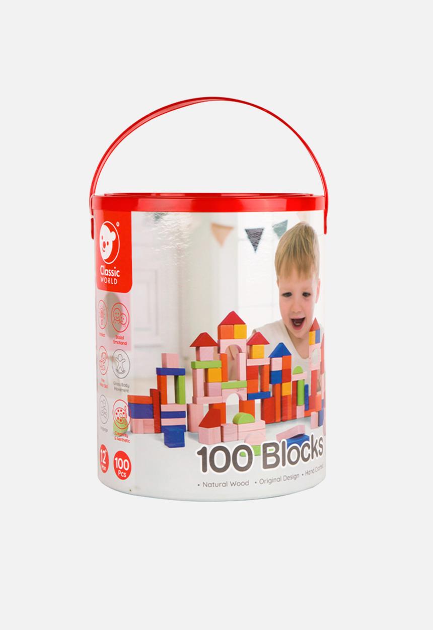 Greenbean Learning - Classic World - Wooden Building Blocks with Sorting Lid - 100pcs