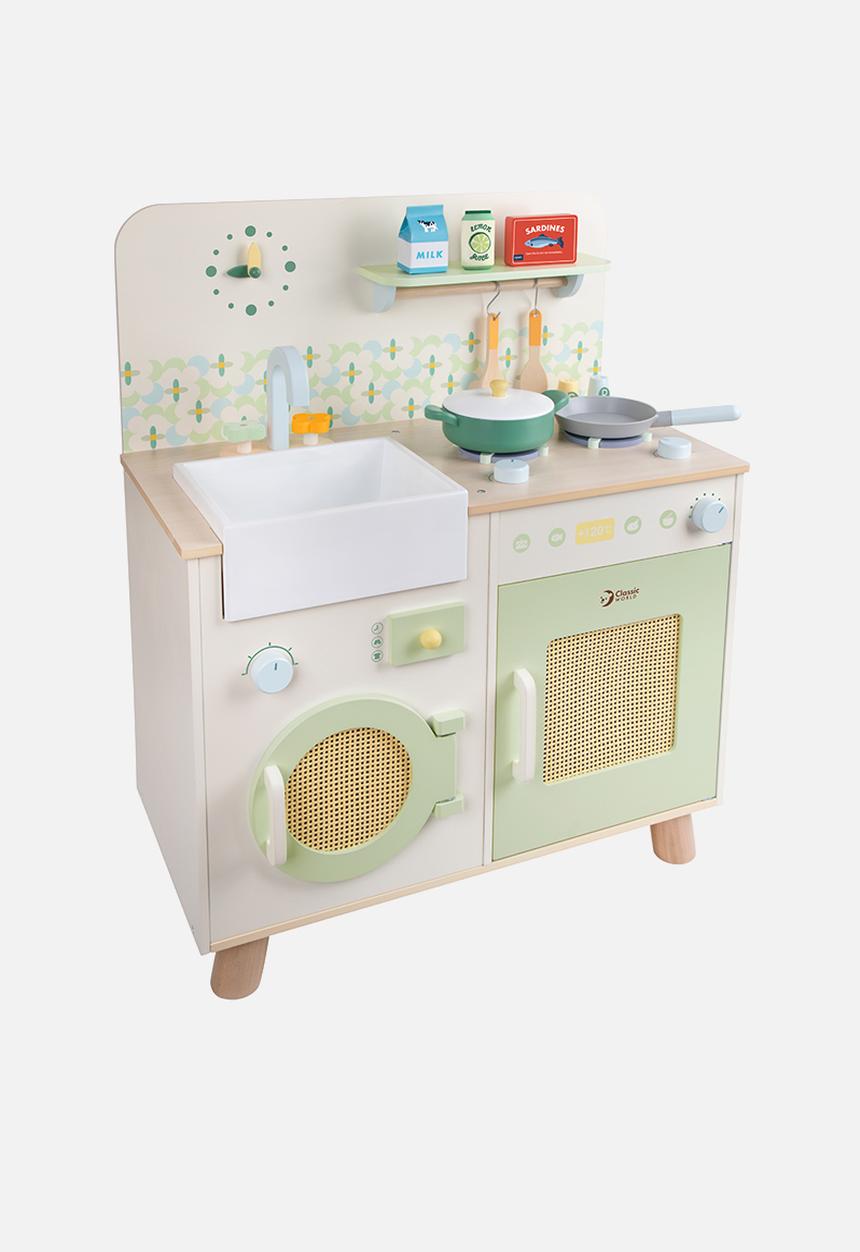 Greenbean Learning - Classic World - Pretend & Play - Wooden Natural Kitchen - 16pcs