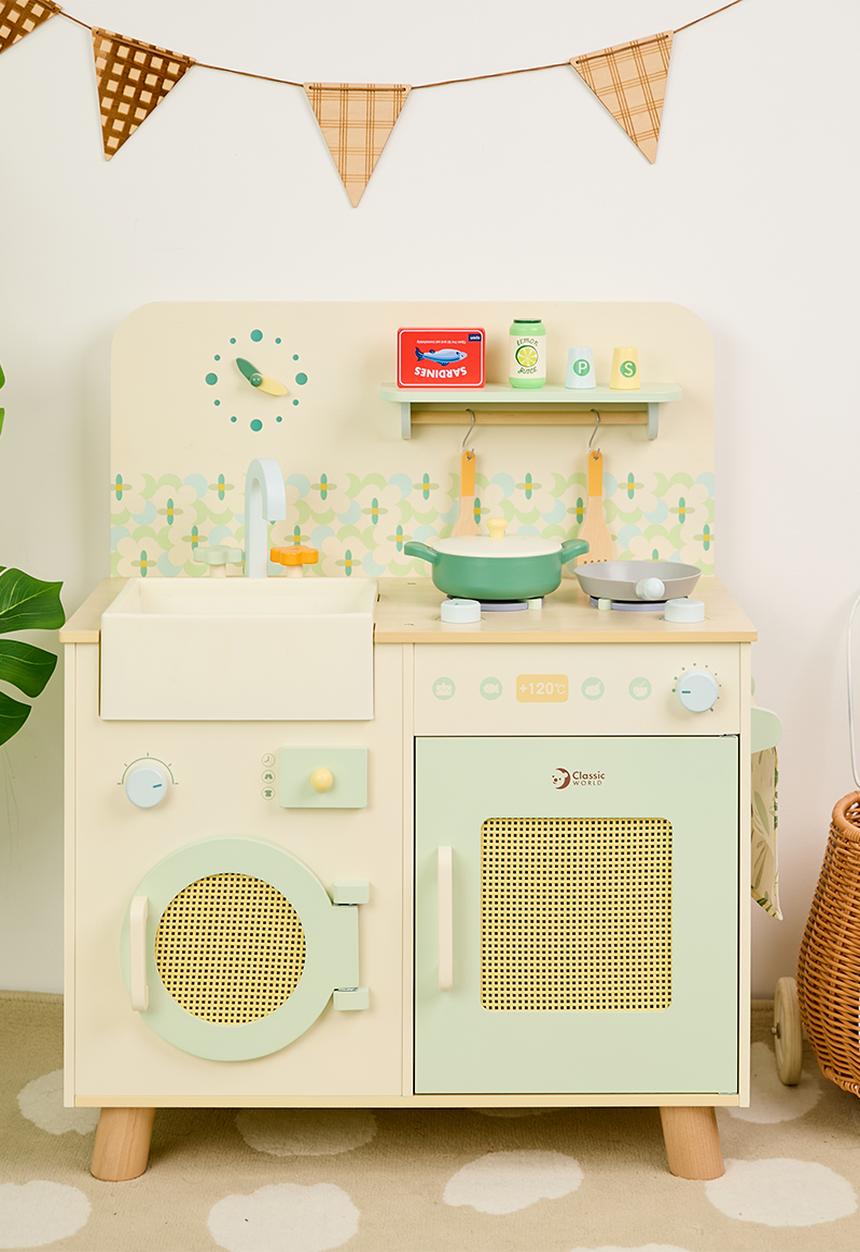 Greenbean Learning - Classic World - Pretend & Play - Wooden Natural Kitchen - 16pcs