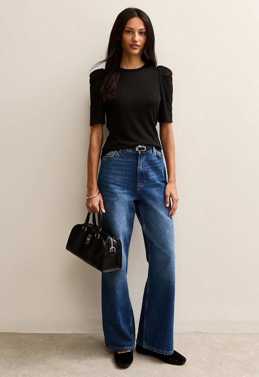 New Look - Cs vde puff sleeve top - black