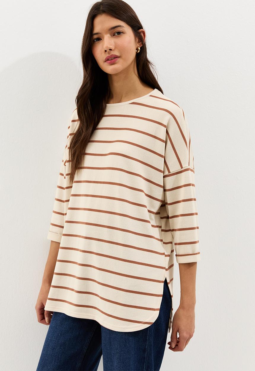 New Look - Cs vde bella stripe knit top - cream