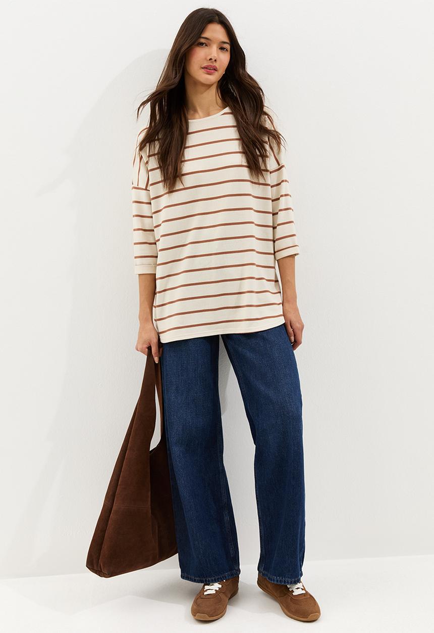 New Look - Cs vde bella stripe knit top - cream