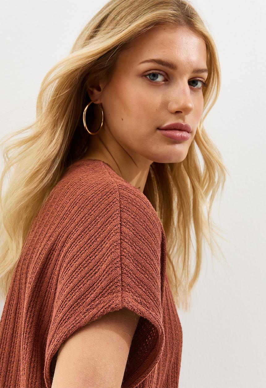 New Look - C&s vde pointelle knit top - rust