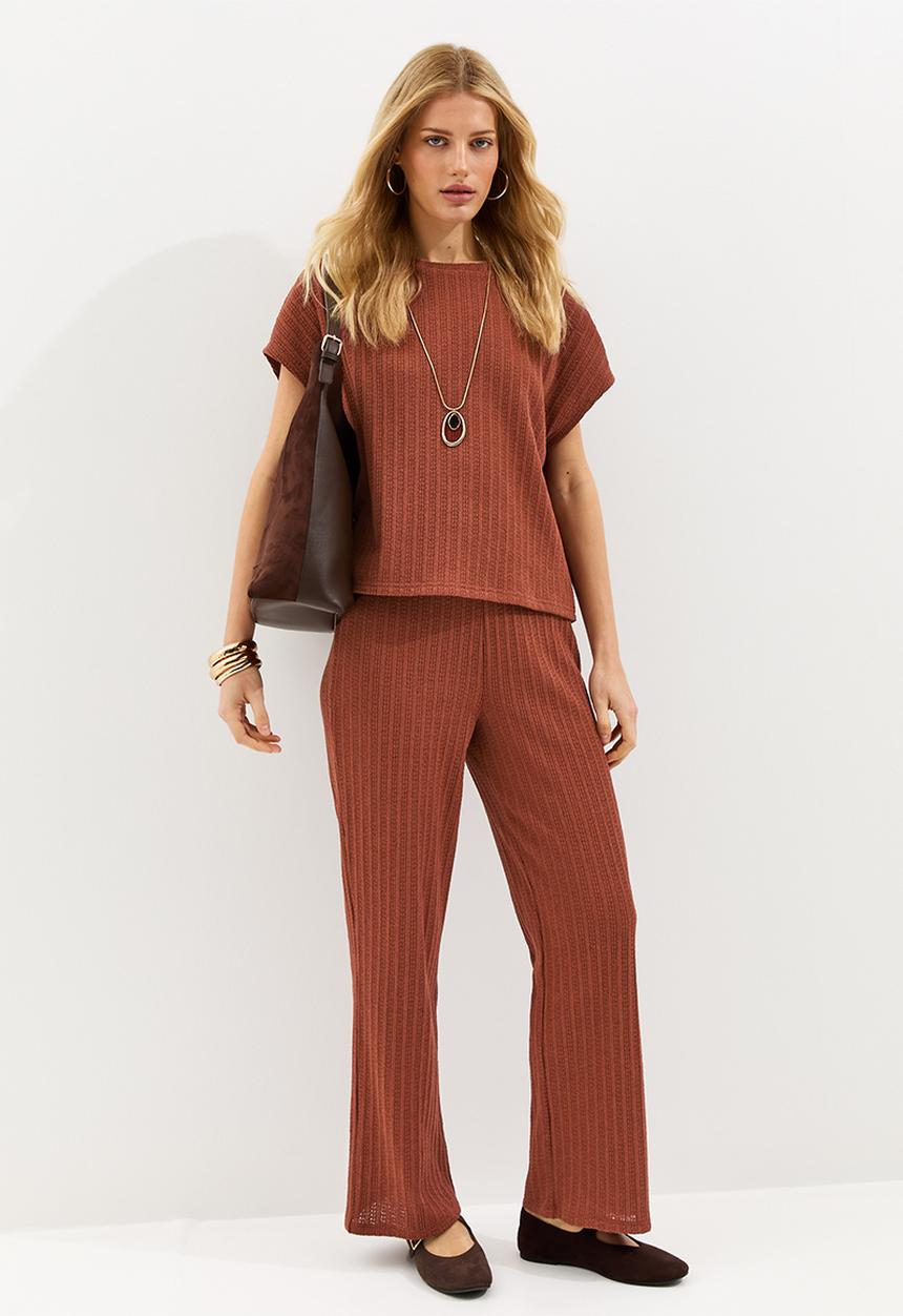 New Look - C&s vde pointelle knit top - rust