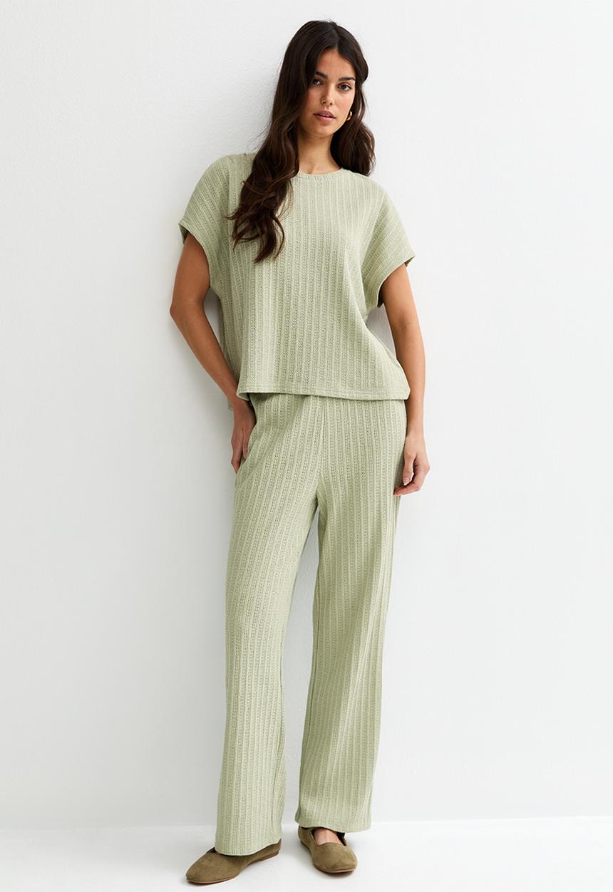 New Look - C&s vde pointelle knit top - green