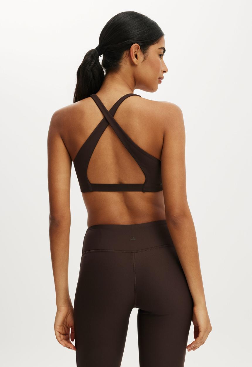 Cotton On - Ultra Move Cross Back Crop - French Roast