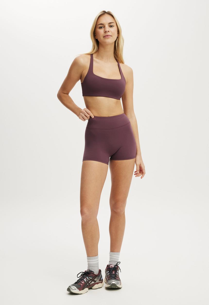 Cotton On - Ultra Move Cross Back Crop - Choc Plum