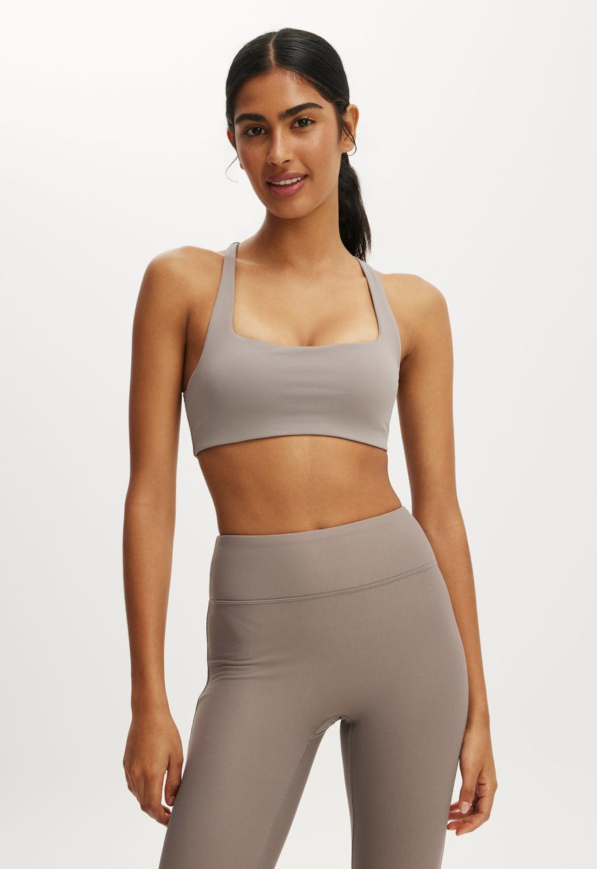 Cotton On - Ultra Move Cross Back Crop - Desert Grey