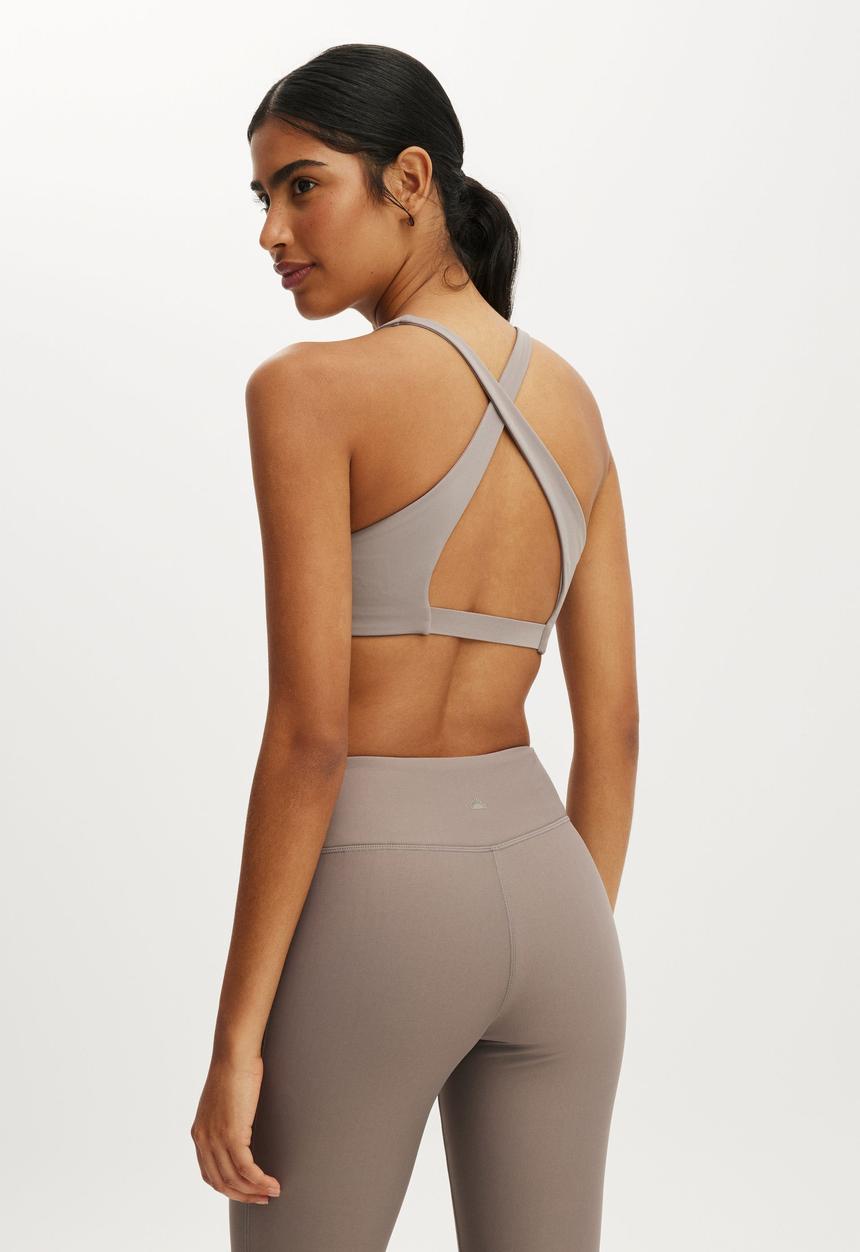 Cotton On - Ultra Move Cross Back Crop - Desert Grey