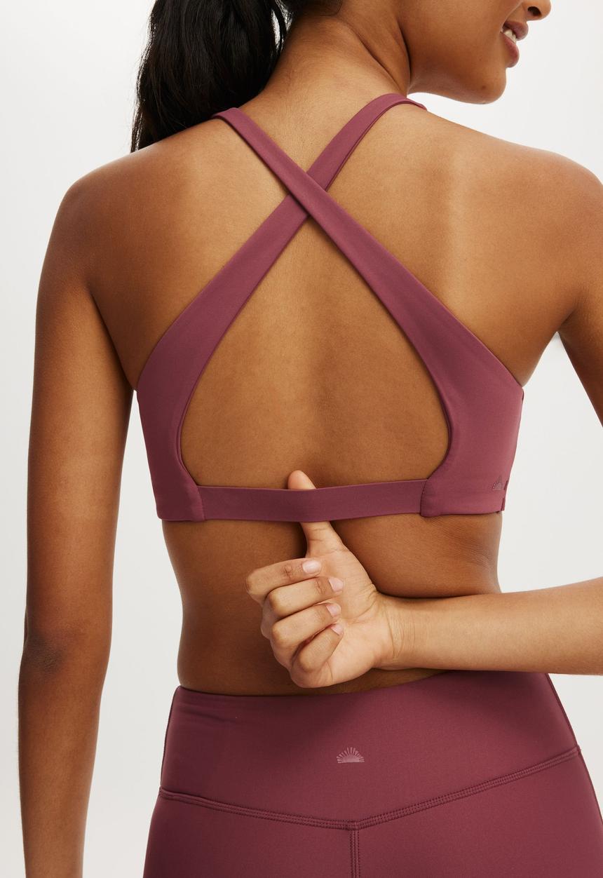 Cotton On - Ultra Move Cross Back Crop - Dusty Rose