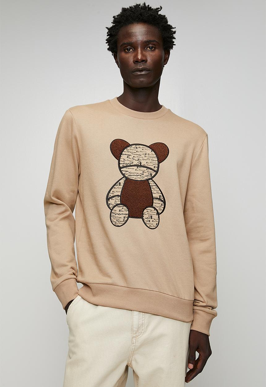 Ben Sherman - Chenille Bear Applique Crew Sweater - Cornstalk