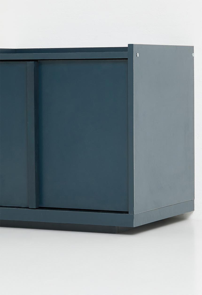 Sixth Floor - Mocha Bedside Table - Petrol Blue