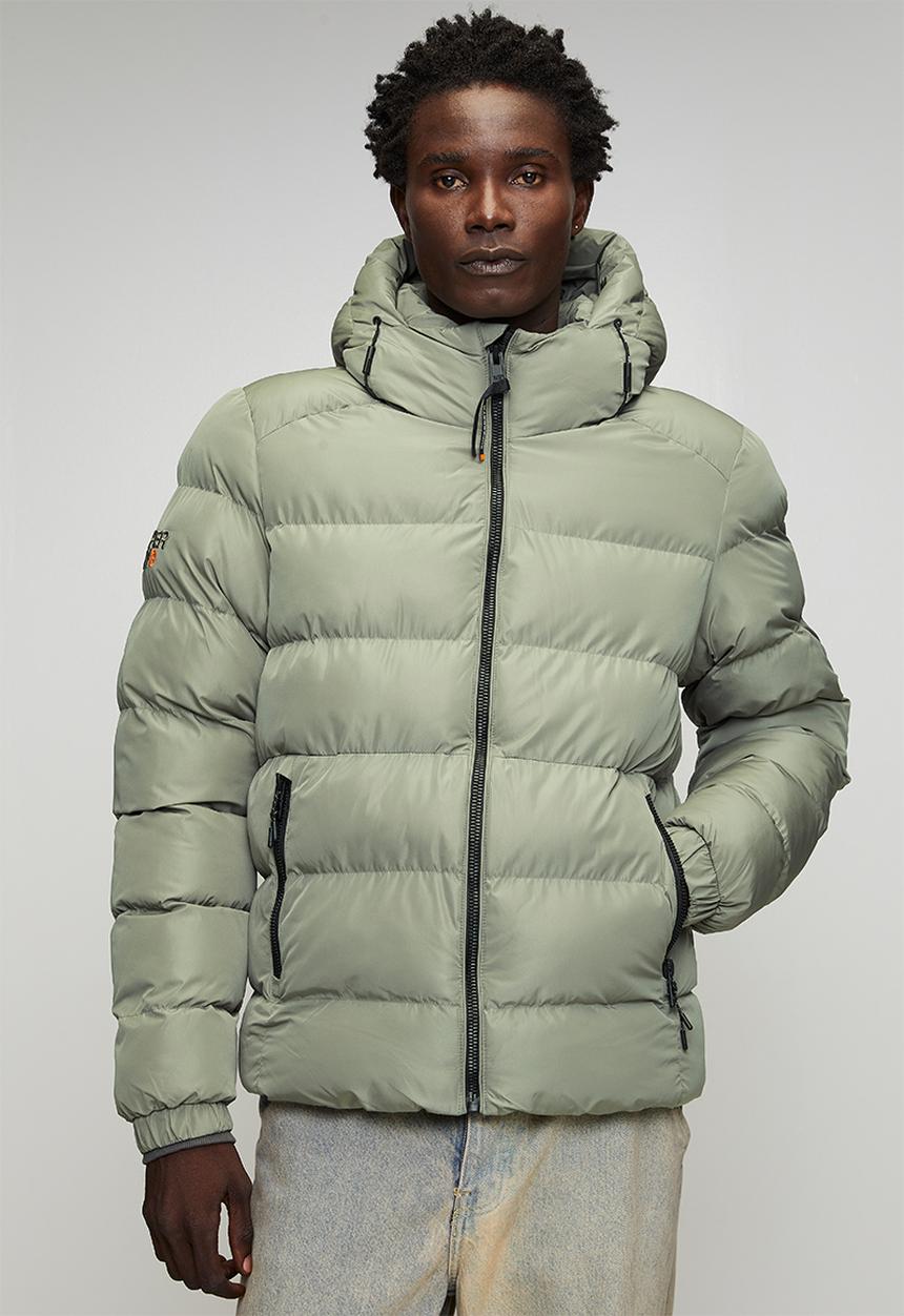 Superdry. - Hooded Sports Puffer Jacket - Light Khaki Green