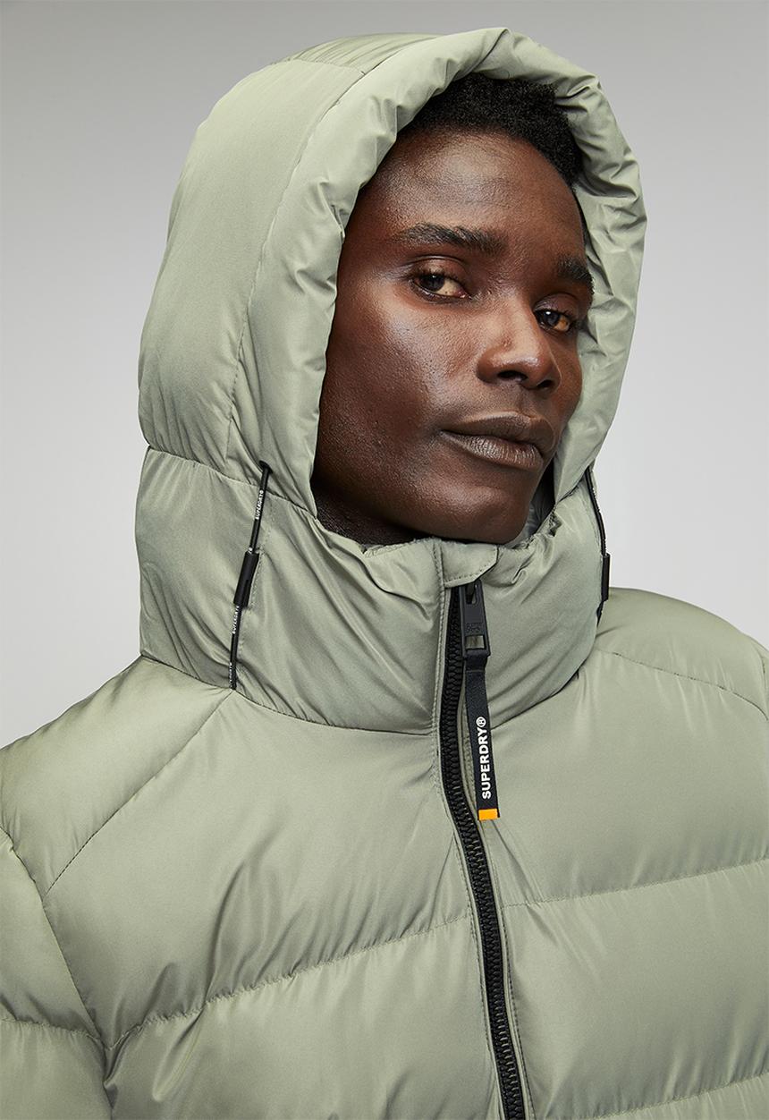 Superdry. - Hooded Sports Puffer Jacket - Light Khaki Green