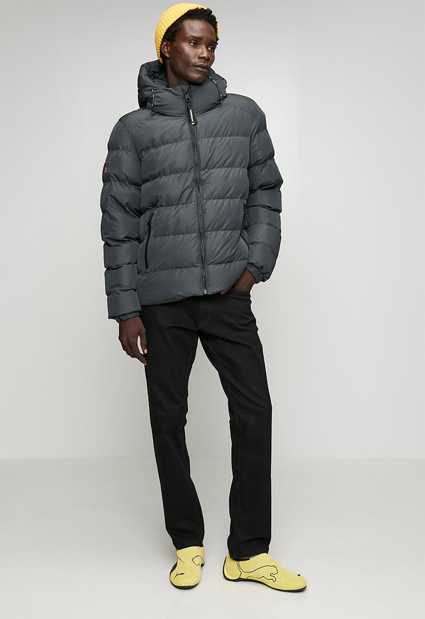 Superdry. - Hooded Sports Puffer Jacket - Ebony/Ebony
