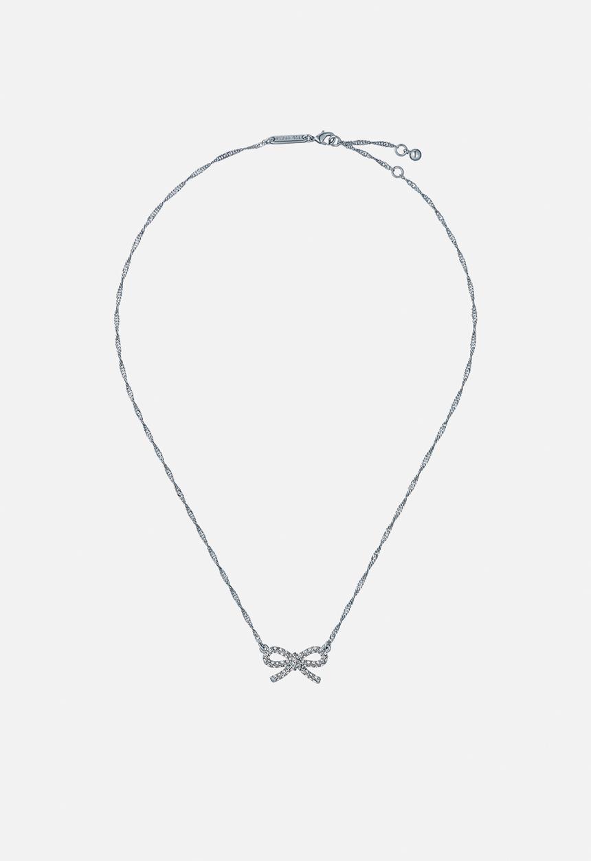 Ted Baker - Ribah crystal ribbon bow pendant necklace - silver