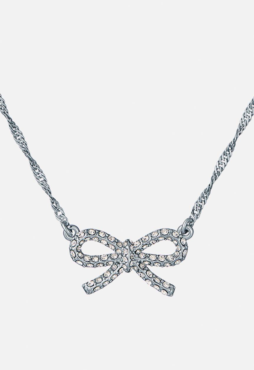 Ted Baker - Ribah crystal ribbon bow pendant necklace - silver