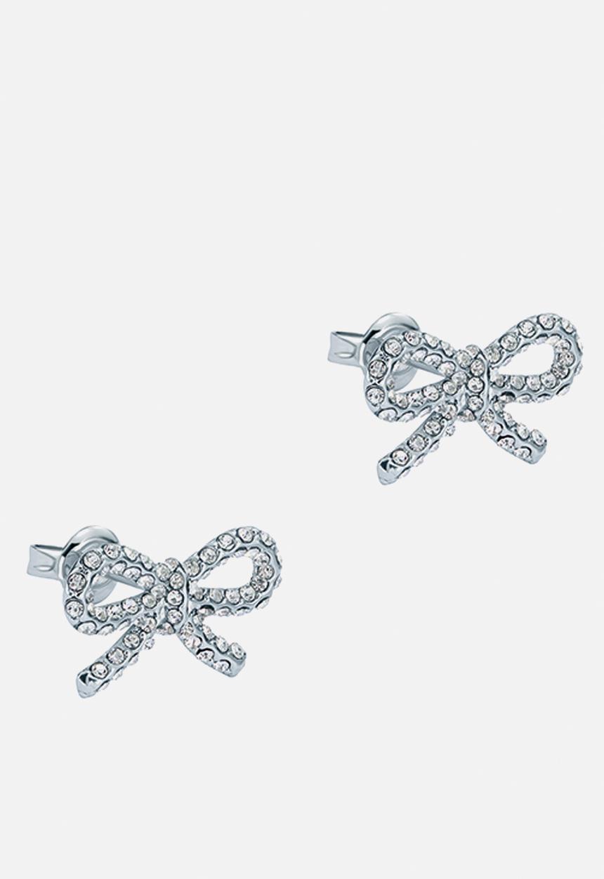 Ted Baker - Ribecca crystal ribbon bow stud earrings - silver