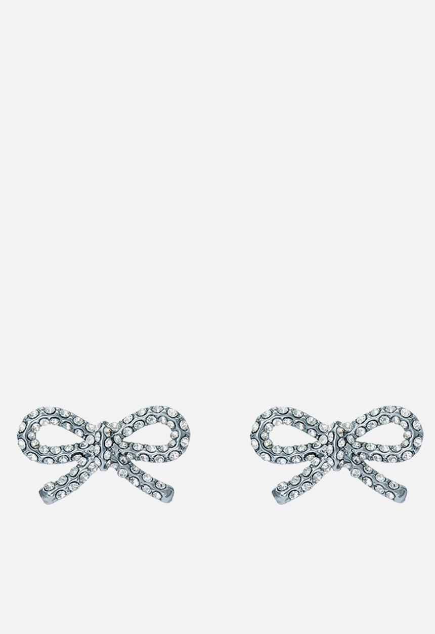 Ted Baker - Ribecca crystal ribbon bow stud earrings - silver