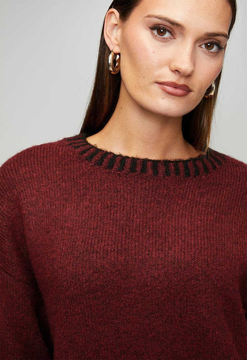 Stella Morgan - Long sleeve Easy Wearing Melange Sweater - Red Dahlia