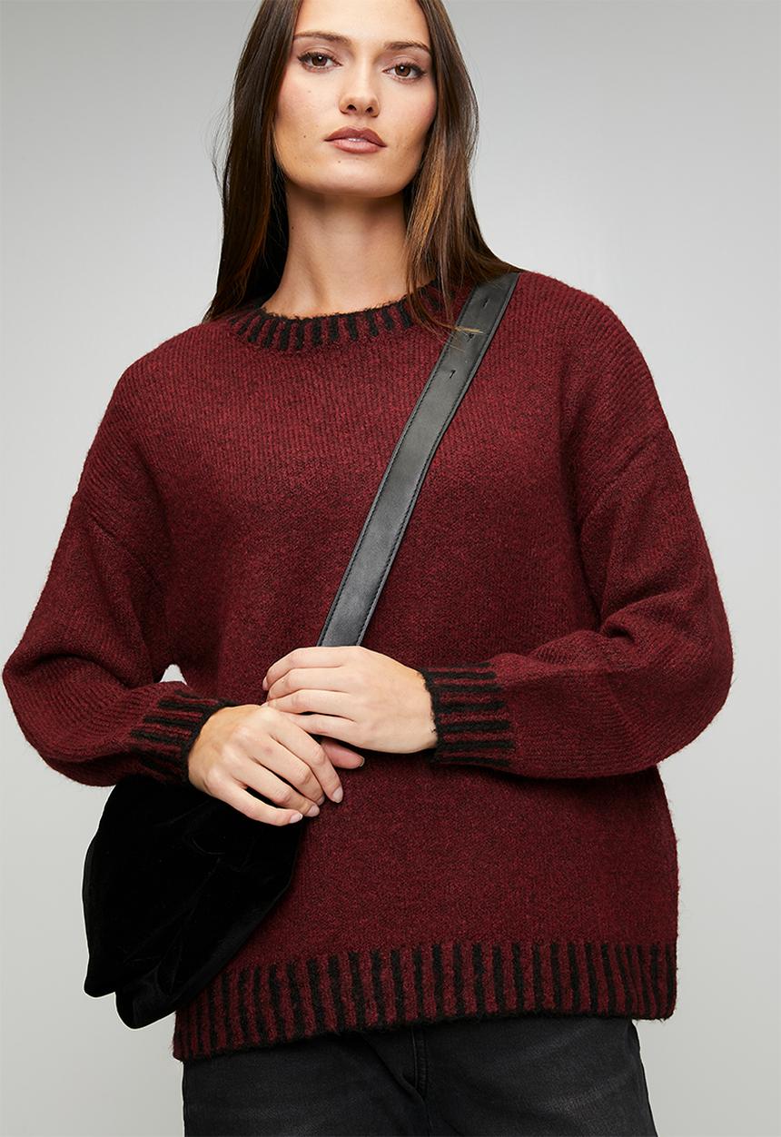 Stella Morgan - Long sleeve Easy Wearing Melange Sweater - Red Dahlia