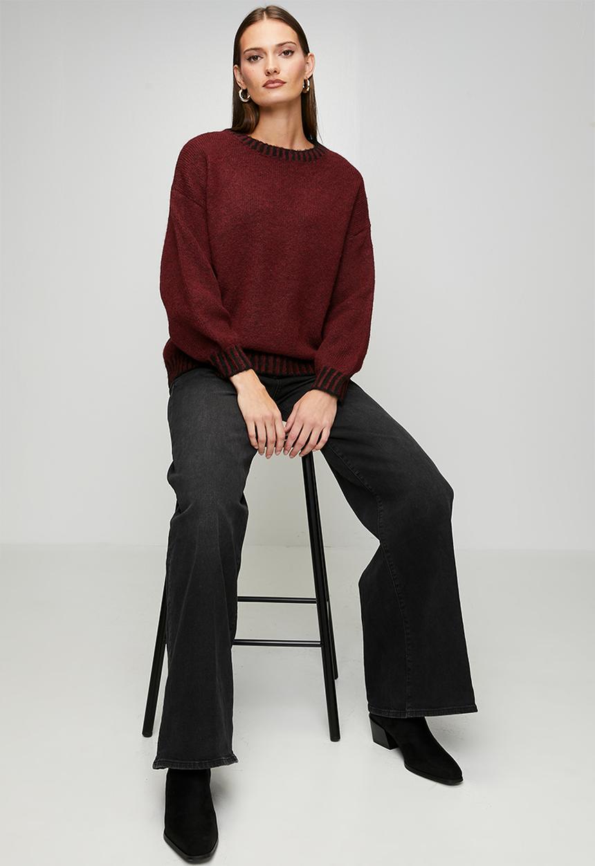 Stella Morgan - Long sleeve Easy Wearing Melange Sweater - Red Dahlia