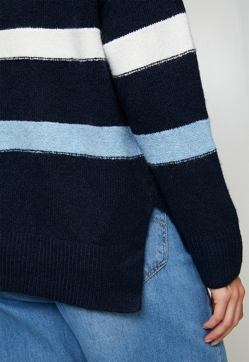 Stella Morgan - Long sleeve Easy Wearing Stripe Sweater - Navy