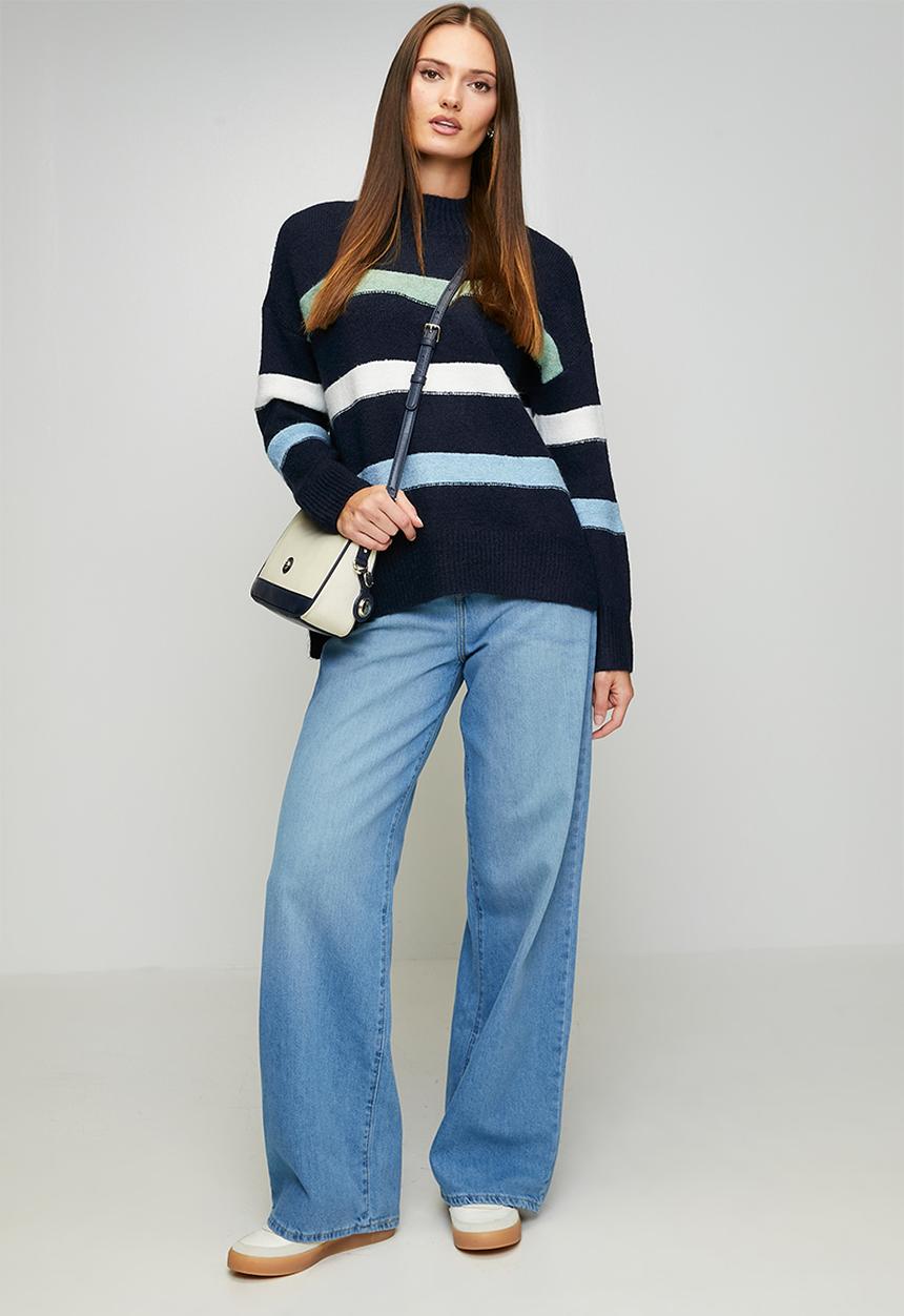 Stella Morgan - Long sleeve Easy Wearing Stripe Sweater - Navy