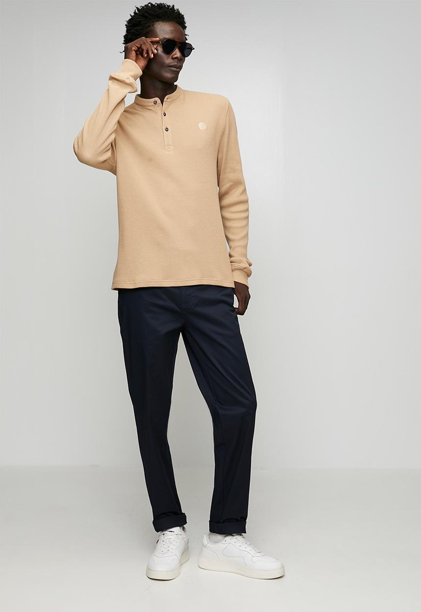 Ben Sherman - Henley L/S Waffle Knit - Cornstalk