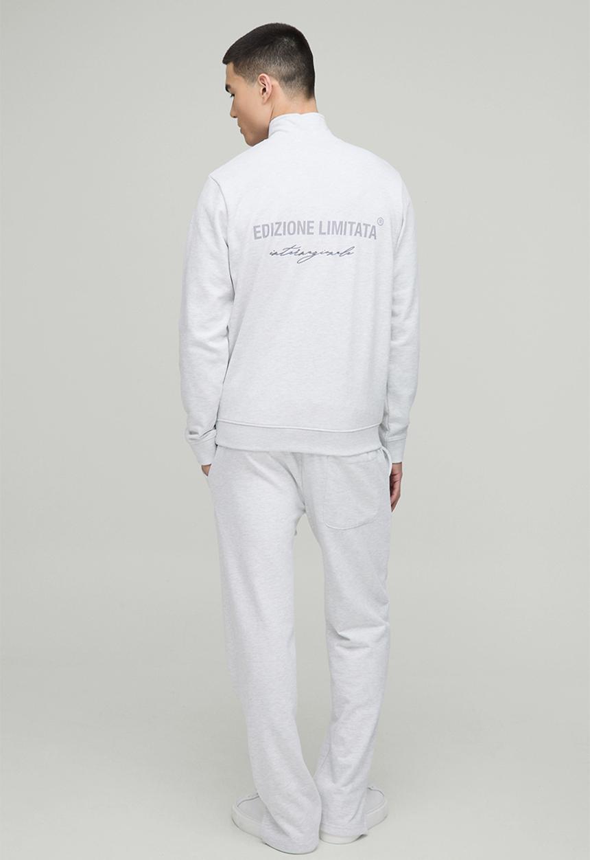 boohooMAN - Regular Fit Edizione Heavyweight Zip Funnel Neck Sweatshirt-Grey Marl