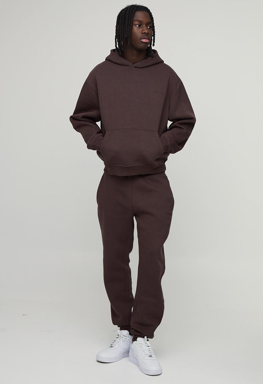boohooMAN - Oversized Boxy Ofcl Man Hooded Tracksuit - Brown