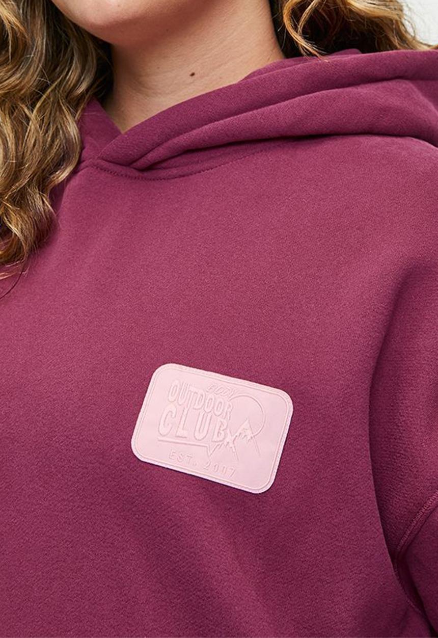Cotton On - Plus Plush Premium Graphic Hoodie - Sangria/Outdoor Club