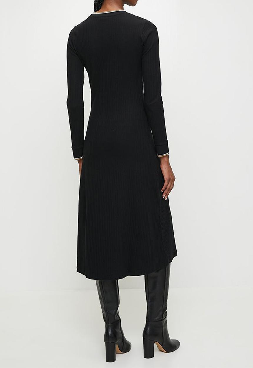 POLO - Wmn zoe long sleeve rib fitted dress - black