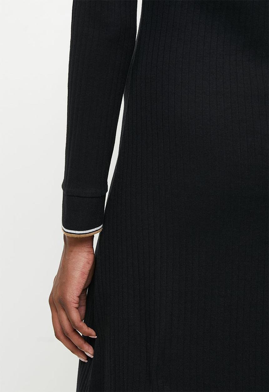 POLO - Wmn zoe long sleeve rib fitted dress - black