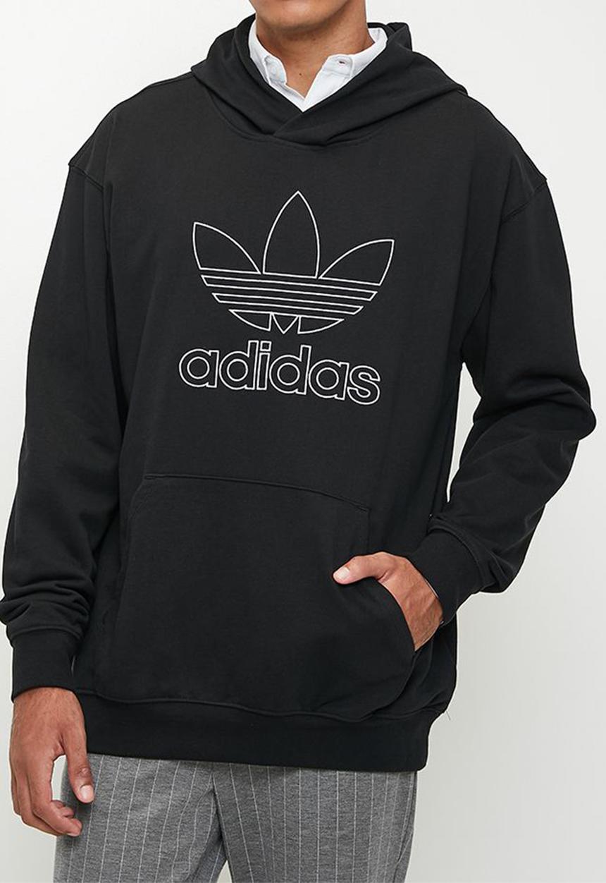adidas Originals - Outline Trefoil Hoody   Black - Black