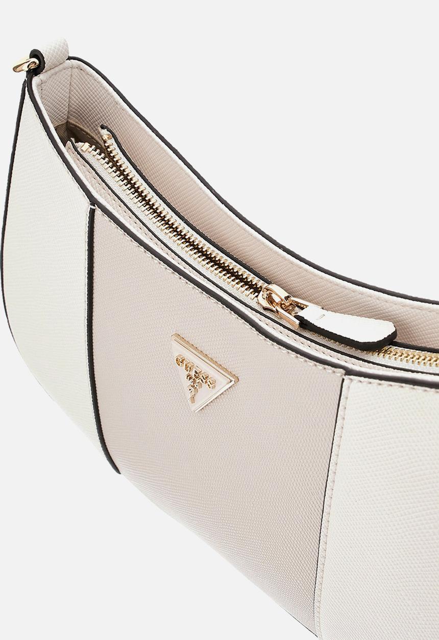 GUESS - Noelle Top Zip Shoulder Bag - Off White/Taupe