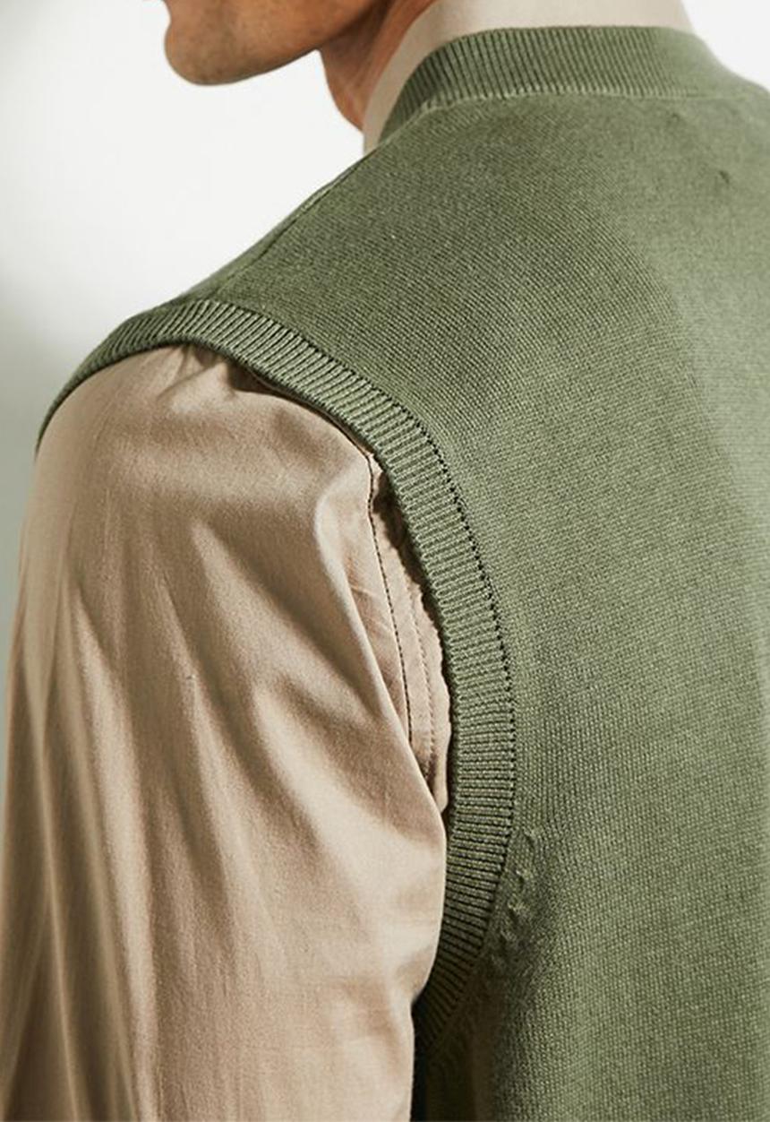 Ben Sherman - Pull Over Knit S/Less - Olive Night