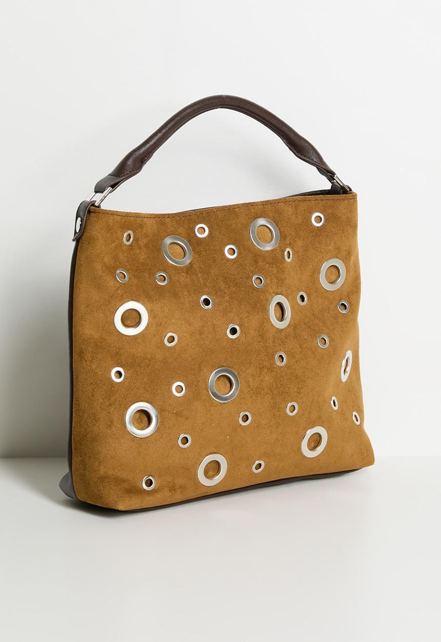 Tessa Design - Amoura Eyelet Slouch Shoulder Bag - Tan