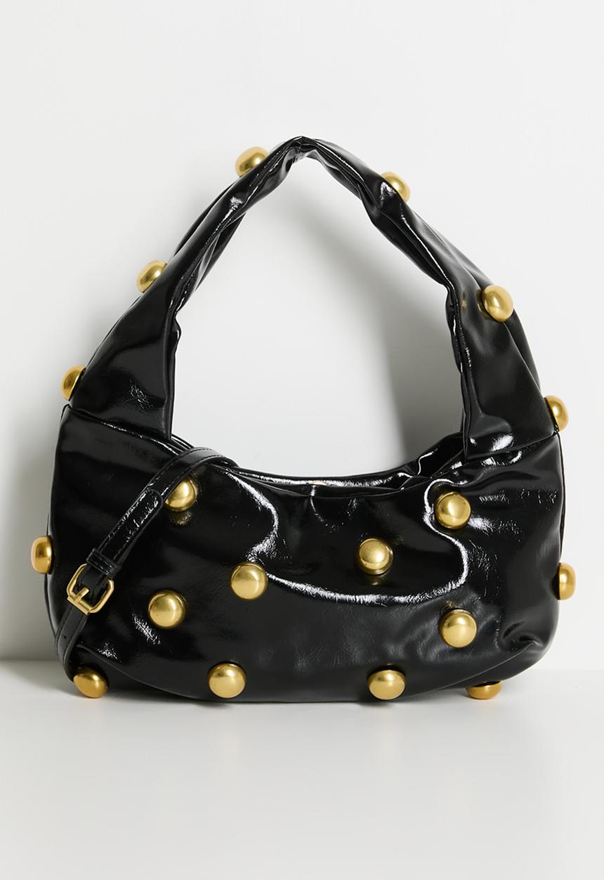 Tessa Design - Aisha Gold Studded Shoulder Bag - Black