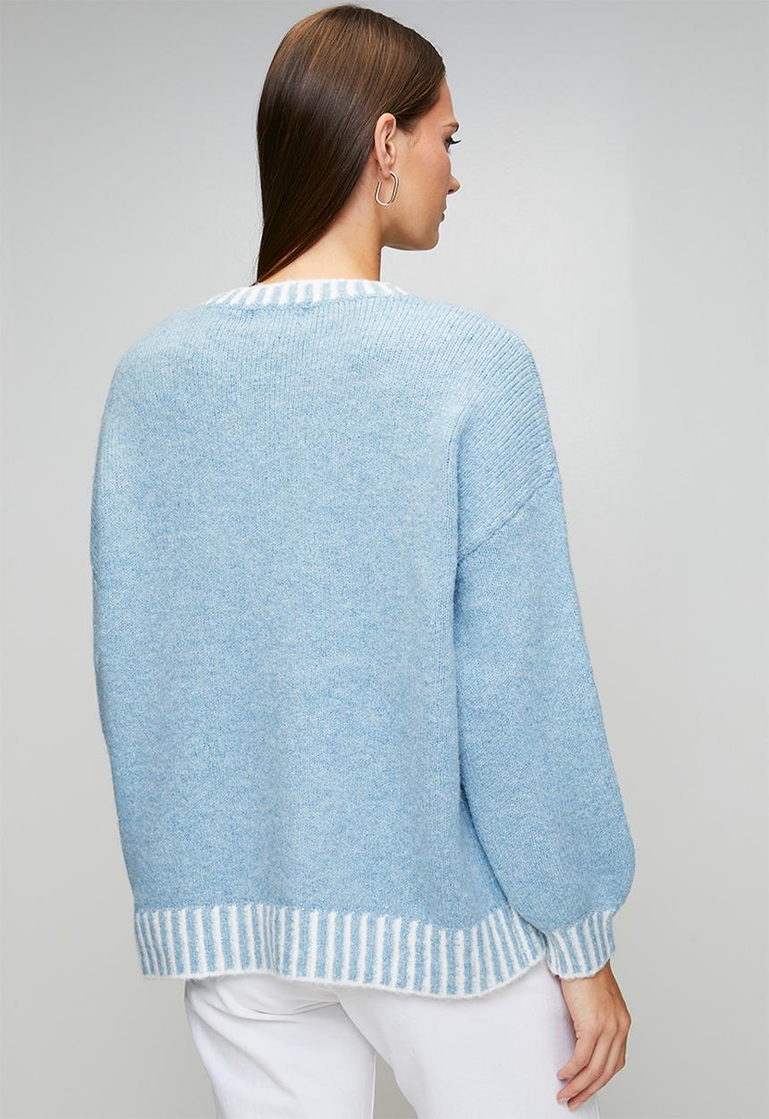 Izabel London - L/S Easy Wearing Melange Sweater - Skylight