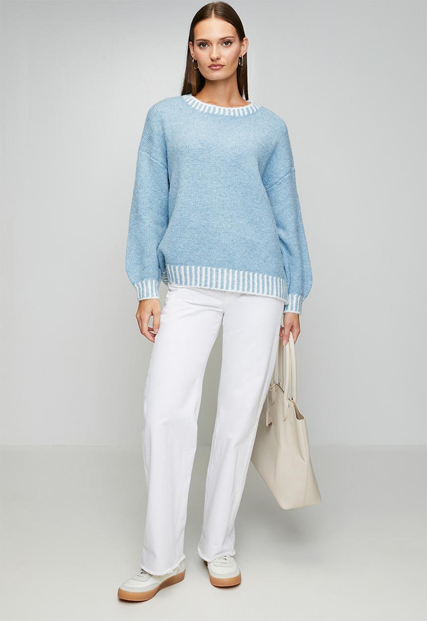 Izabel London - L/S Easy Wearing Melange Sweater - Skylight