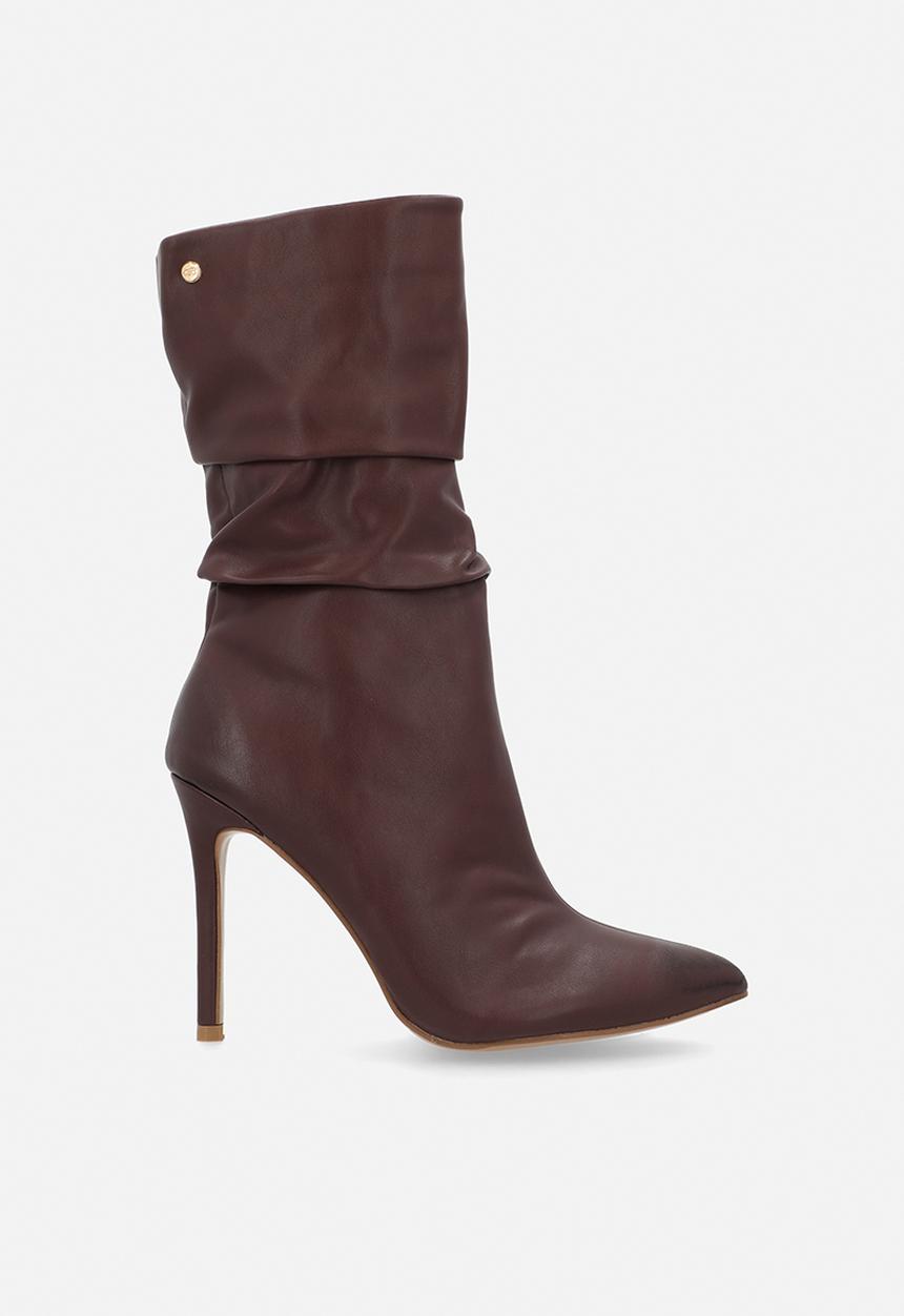 Miss Black - Boss 3 ruched heel ankle boot - wine