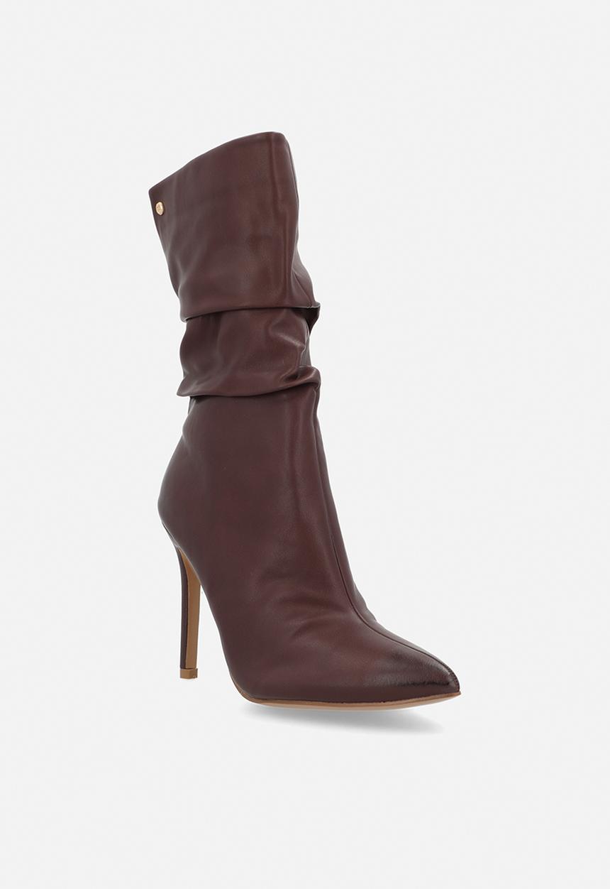 Miss Black - Boss 3 ruched heel ankle boot - wine