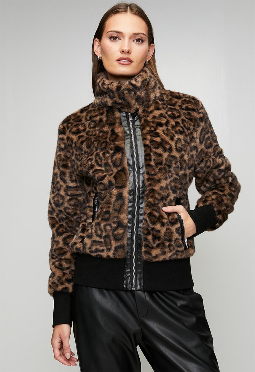 Stella Morgan - Long Sleeve Faux Fur Zip Through Jacket - Animal Print
