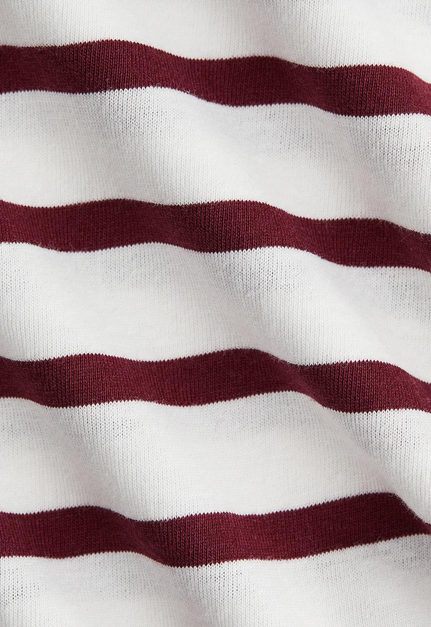 H&M - Cotton T-shirt - white/burgundy striped